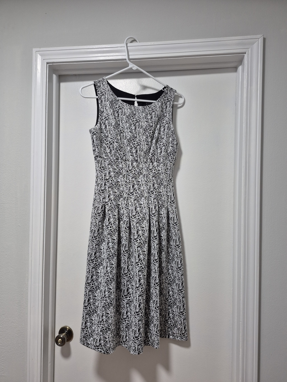 Enfocus Studio Black & White Sleeveless Fit-and-Flare Dress